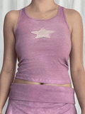 Star Patch Crop Ribbed Tank Top - HouseofHalley