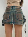 Street Asymmetric Pocket Denim Skirt
