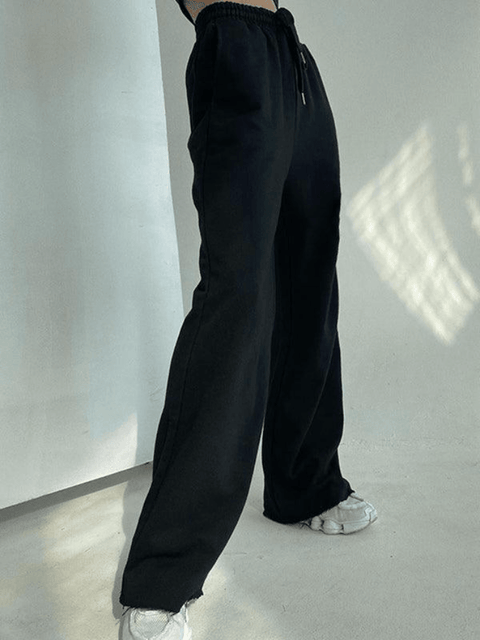 Street Solid Color Drawstring Sweatpants - HouseofHalley