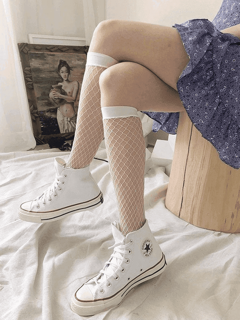 Stretch Fishnet Crew Socks - HouseofHalley