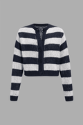 Stripe Button Front Knit Cardigan