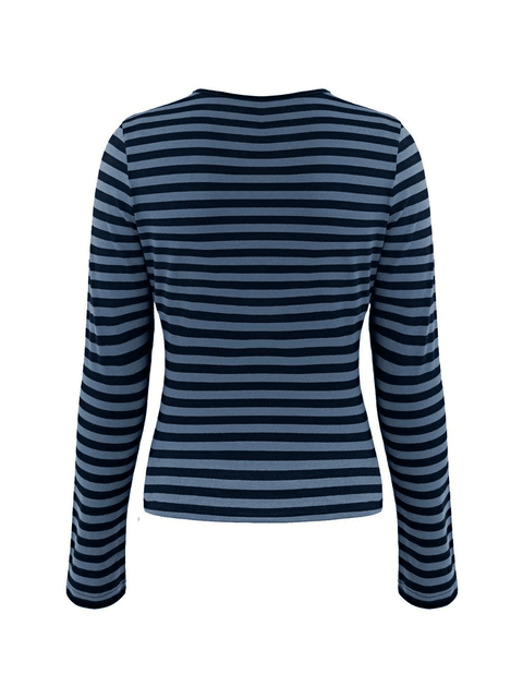 Striped V Neck Long Sleeve Tee - HouseofHalley