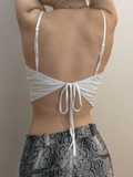 Tie Back Lace Trim Crop Cami Top - HouseofHalley