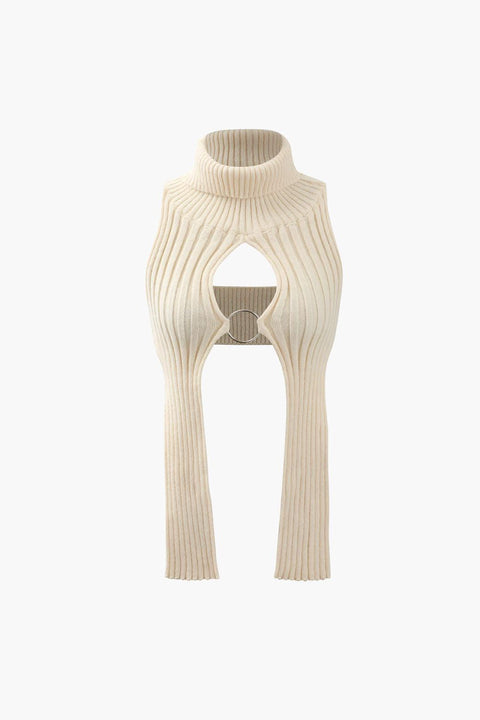 Turtleneck Cut Out Sleeveless Crop Top - HouseofHalley