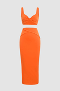 Twist Front Cami Top And Side Slit Skirt Set - HouseofHalley