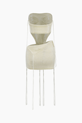 V-Shape Knit Strapless Top And Foldover Mini Skirt Set - HouseofHalley