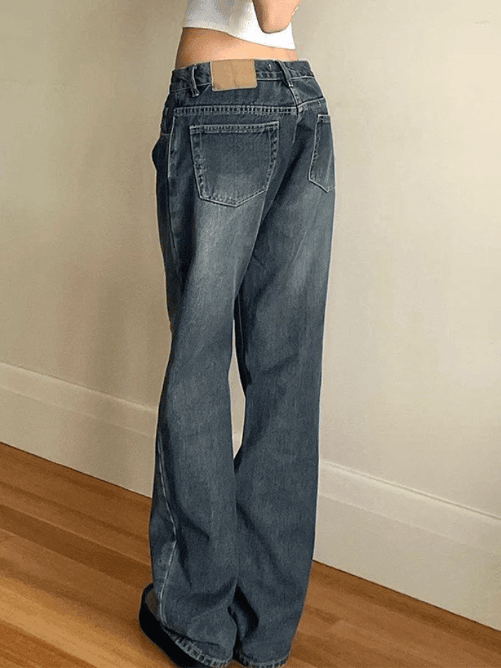 2023 Vintage Blue Wash Boyfriend Jeans Blue S in Boyfriend Jeans Online ...