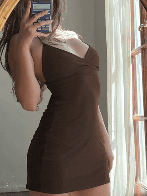 Vintage Brown Slip Mini Dress - HouseofHalley
