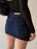 Vintage Denim Buckle Wrap Hip Mini Skirt - HouseofHalley