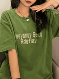 Vintage Letter Print Oversized Short Sleeve Tee - HouseofHalley