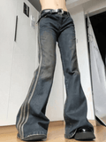2024 Vintage Side Striped Y2K Flare Jeans Blue S in Flare Jeans Online ...