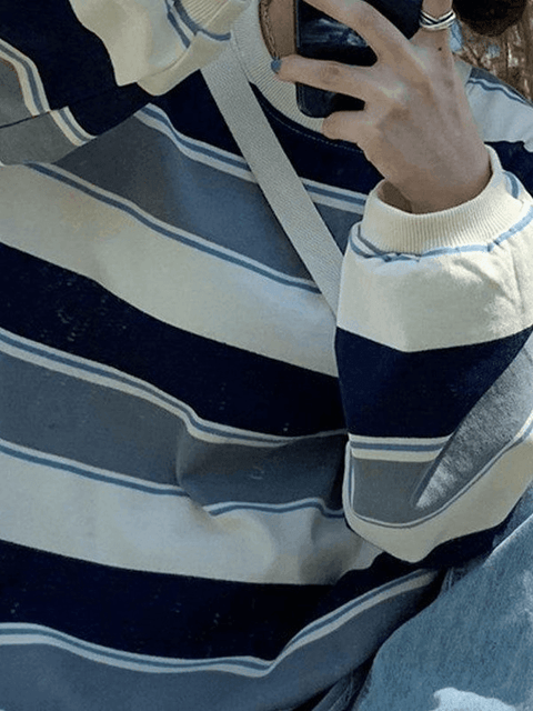 Vintage Striped Pullover Sweatshirt - HouseofHalley
