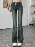 Vintage Wash Y2K Flare Jeans - HouseofHalley