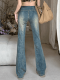 Vintage Wash Y2K Flare Jeans - HouseofHalley