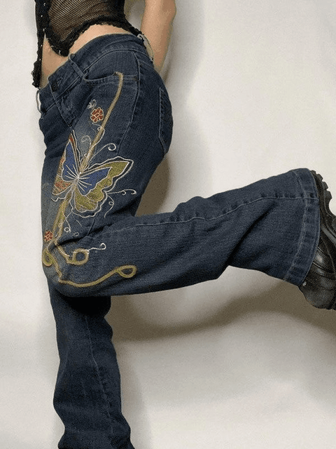 Vintage Washed Butterfly Flare Jeans - HouseofHalley