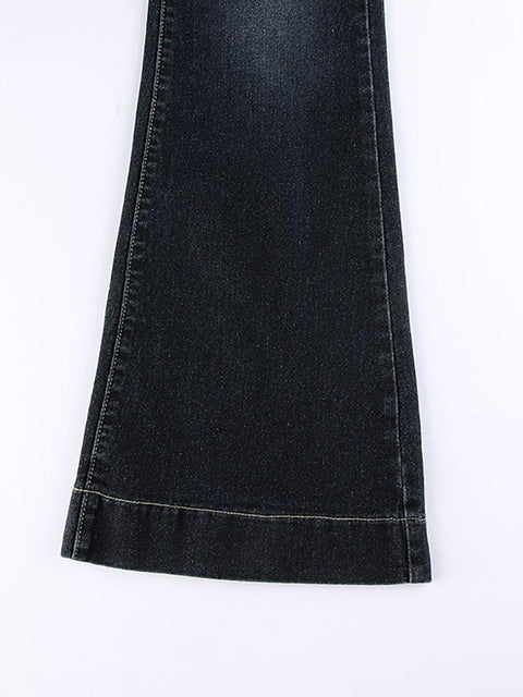 Washed Low Waist Flare Jeans - HouseofHalley