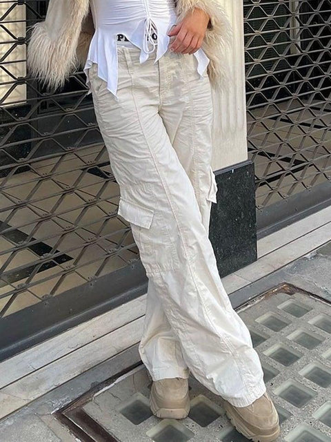 Washed Pocket Solid Cargo Pants - HouseofHalley