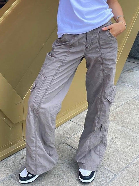 Washed Pocket Solid Cargo Pants - HouseofHalley