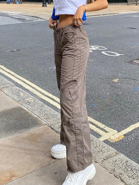 Washed Pocket Solid Cargo Pants - HouseofHalley