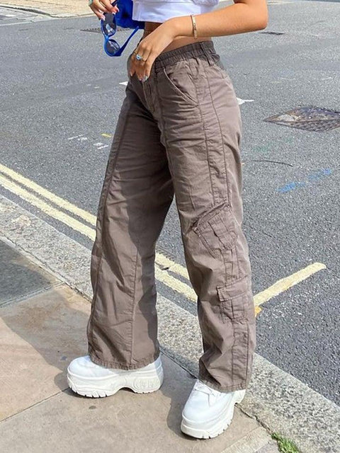 Washed Pocket Solid Cargo Pants - HouseofHalley