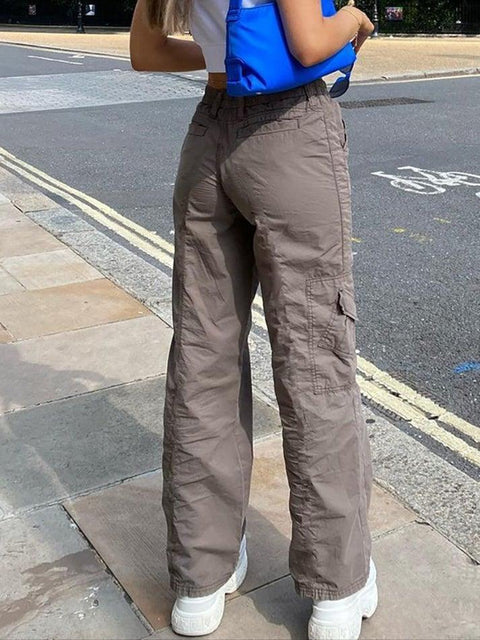Washed Pocket Solid Cargo Pants - HouseofHalley