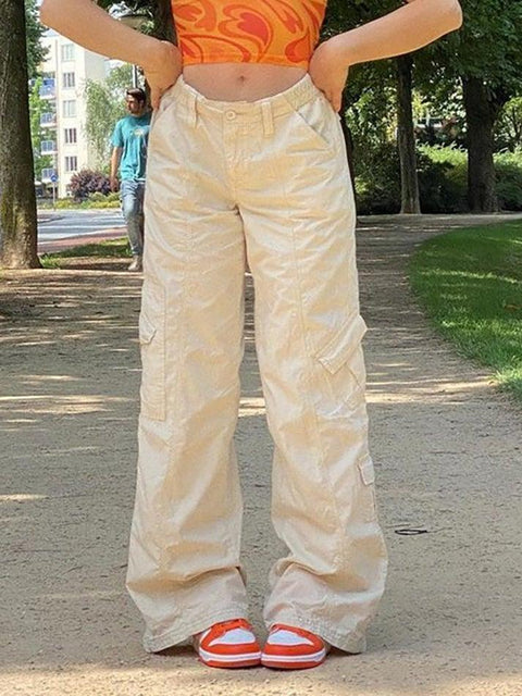 Washed Pocket Solid Cargo Pants - HouseofHalley