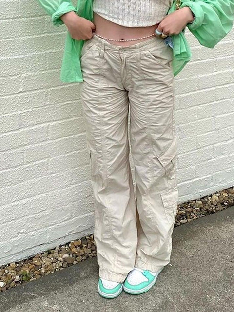Washed Pocket Solid Cargo Pants - HouseofHalley