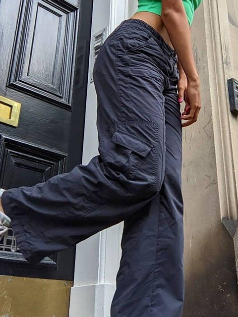 Washed Pocket Solid Cargo Pants - HouseofHalley