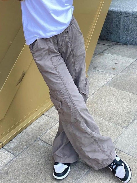 Washed Pocket Solid Cargo Pants - HouseofHalley