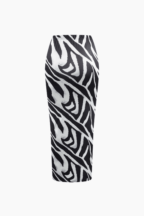 Zebra-print V-neck Crop Top And Maxi Skirt Set - HouseofHalley