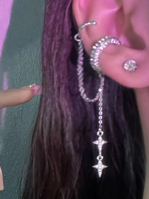 Shiny Star Pendant Chain Link Cuff Earring - HouseofHalley