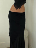 Black Asymmetric Mesh Maxi Skirt - HouseofHalley