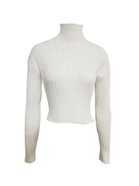 Solid Turtleneck Ribbed Short Sweater - HouseofHalley