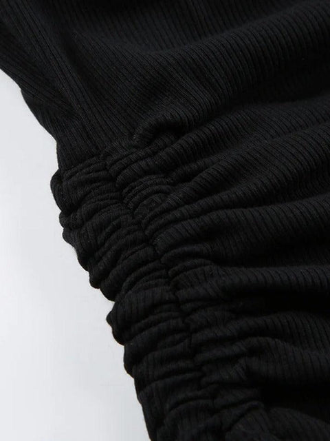 Solid Drawstring Lace Up Long Sleeve Knit - HouseofHalley