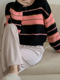 Stripe Splice Short Sweater - HouseofHalley