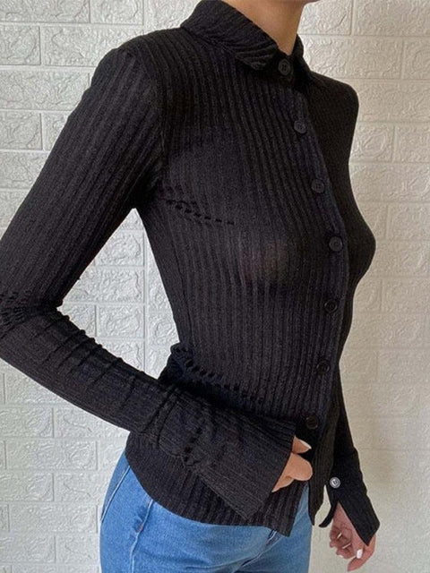 Vertical Stripe Lapel Knit - HouseofHalley