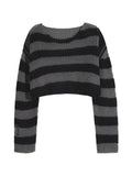 Oversize Removable Sleeves Stripe Knit Sweater - HouseofHalley