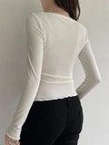 Lace Splice Square Neck Long Sleeve Tee - HouseofHalley