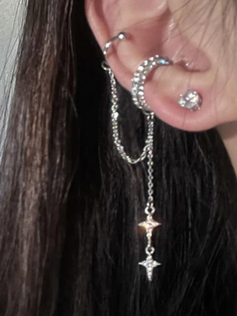 Shiny Star Pendant Chain Link Cuff Earring - HouseofHalley