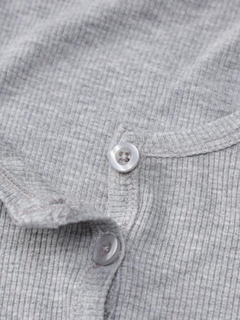 Solid Color Breasted Crop Long Sleeve Shirt - HouseofHalley