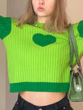 Knit Heart Print Slim Sweater - HouseofHalley