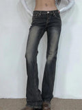 Vintage Low Rise Wash Flare Jeans - HouseofHalley