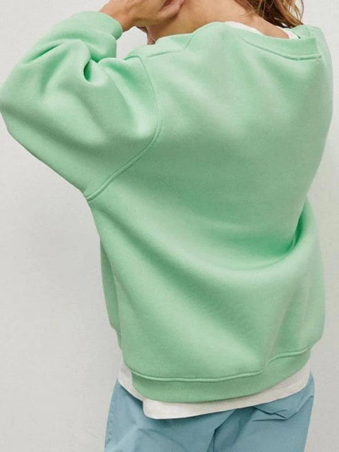 Solid Crew Neck Oversized Sweatshirt - HouseofHalley