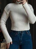 Solid Turtleneck Ribbed Short Sweater - HouseofHalley