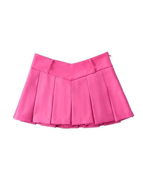 V Cut Pleated Micro Mini Skirt - HouseofHalley