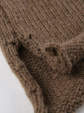 Solid V Neck Slit Rolled Sweater - HouseofHalley