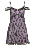 Strappy V-Neck Ruffled Mini A-Line Lace Dress - HouseofHalley