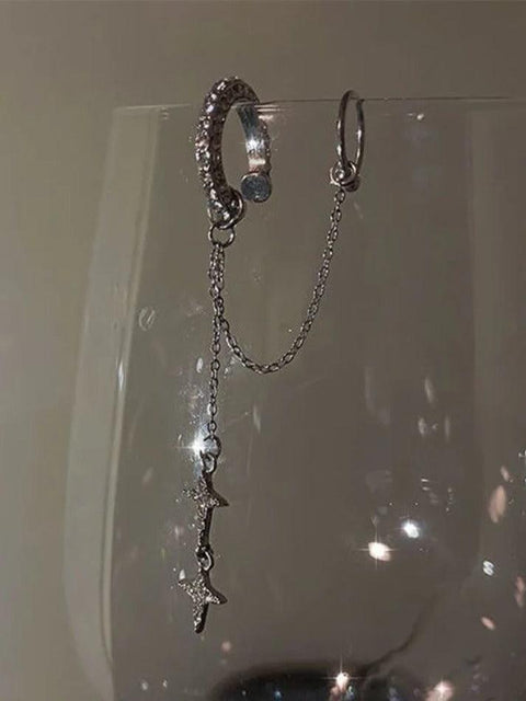 Shiny Star Pendant Chain Link Cuff Earring - HouseofHalley