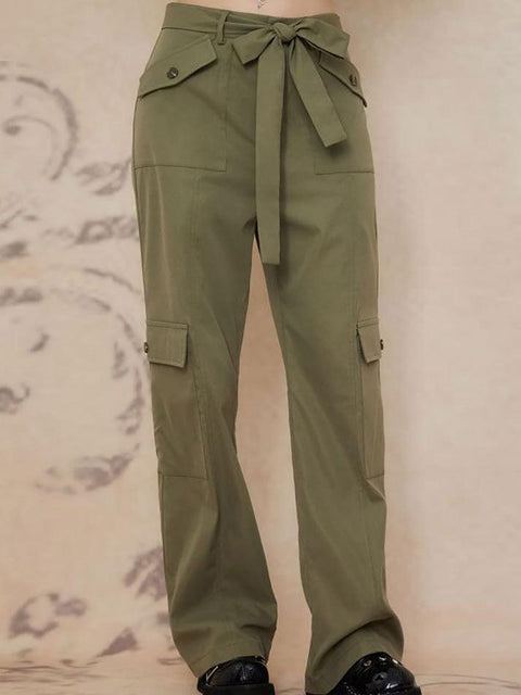 Low Waist Pocket Straight-Fit Cargo Pants - HouseofHalley