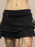Tiered Pleated Denim Mini Skirt - HouseofHalley